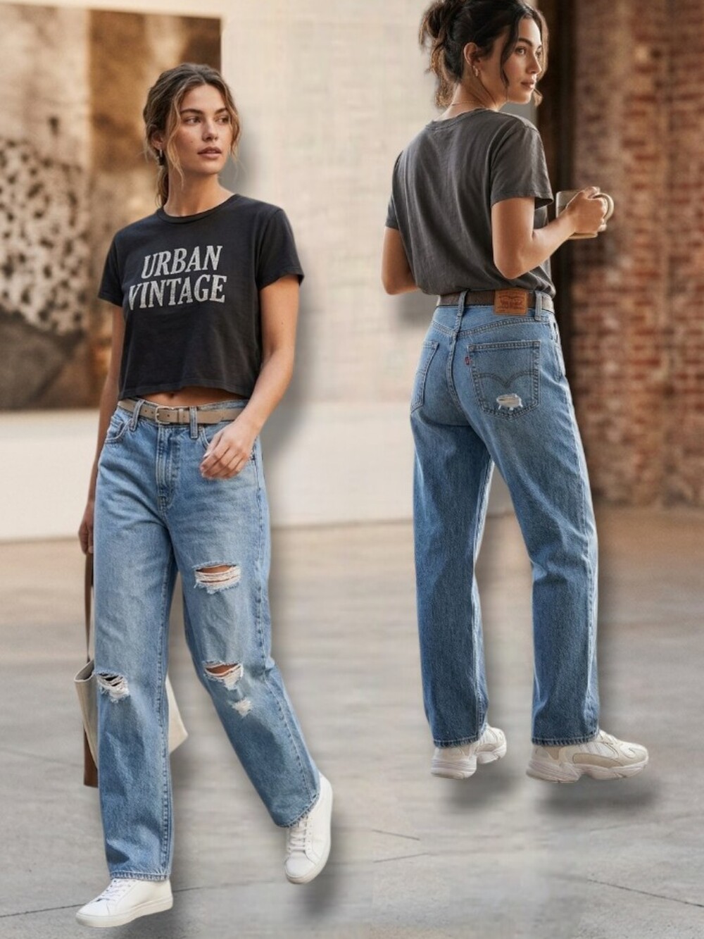 New 💙 Levi's Women's '94 Baggy Distressed Jeans Caution Hot Pants-Medium Wash